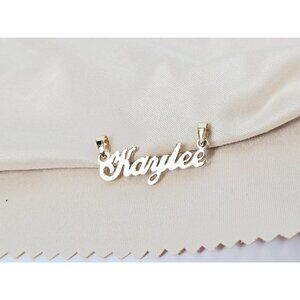 Unique 14K Karat Solid Yellow Gold Designer Name Initial "Kaylee" Charm Pendant